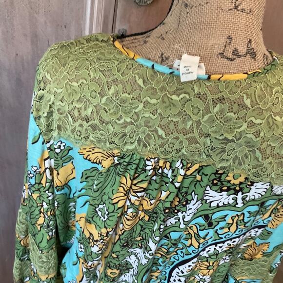 ANTHROPOLOGIE TINY BRAND Long sleeve v-neck wrap look blouse boho retro 70’s L - Picture 10 of 15